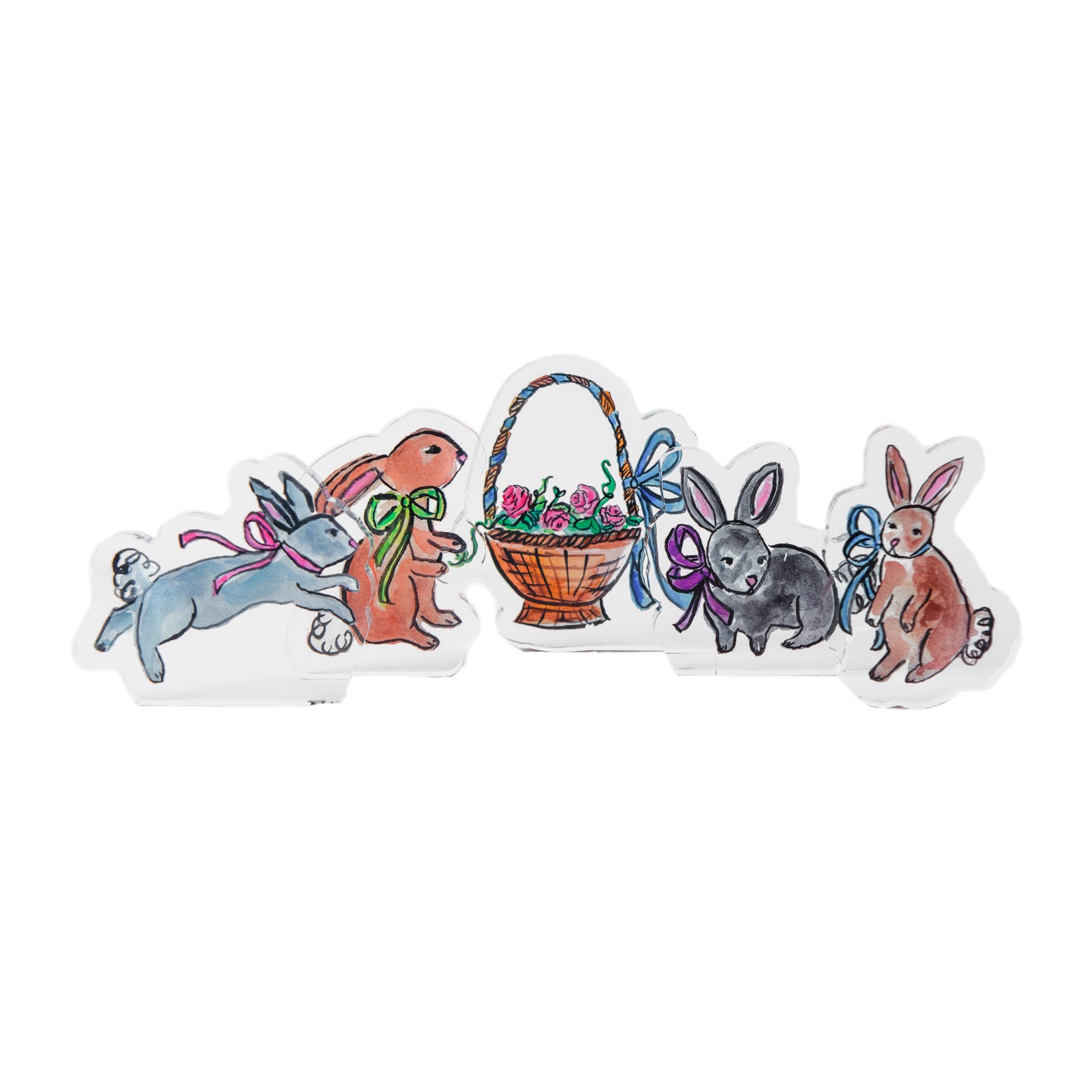 Bunnies and Basket Acrylic Character Set