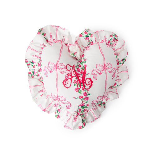 Ribbon and Bow Heart Pillow